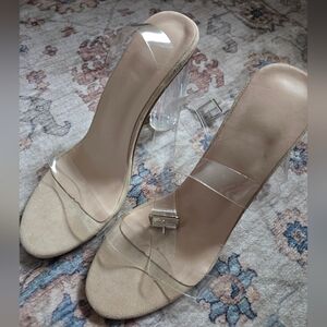 Womens Clear PVC Heels Size 9.5